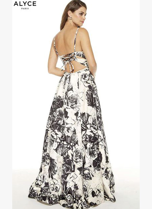 Alyce Paris Jacquard Print Gown