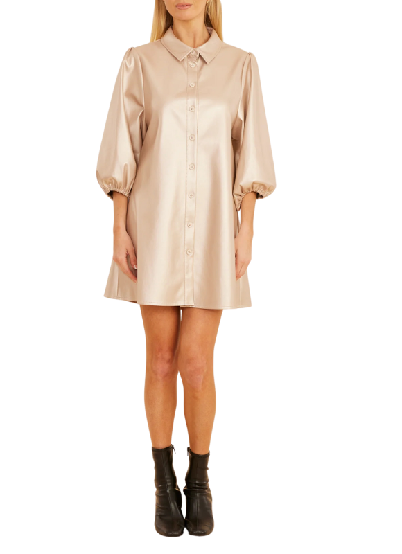 Dolce Cabo Metallic Faux Leather Puff Sleeve Dress Dolce Cabo Metallic Faux Leather Puff Sleeve Dress