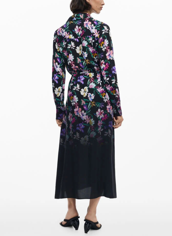 Desigual Gradient Floral Shirt Dress