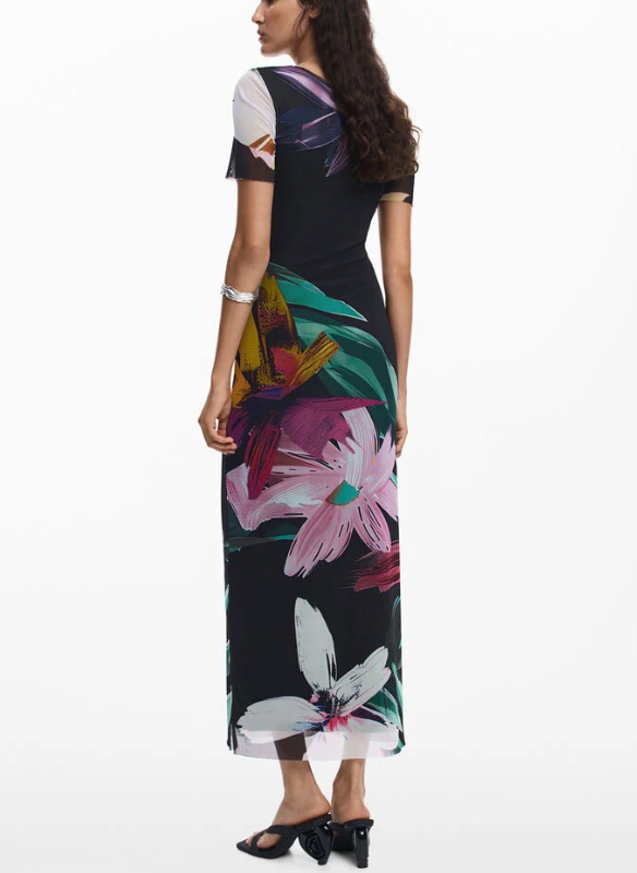 Desigual Watercolor Floral Fitted Dress
