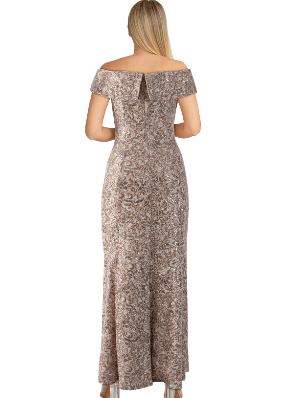 Alex Evenings Off The Shoulder Beaded Dress