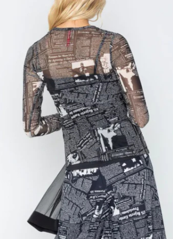IC Collection Sheer Mesh Newspaper Top