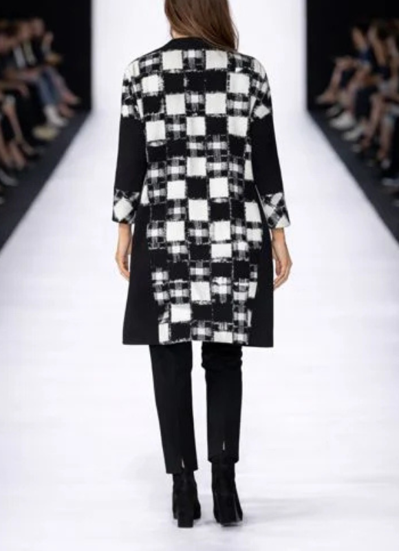 IC Collection Asymmetrical Black & White Check Jacket
