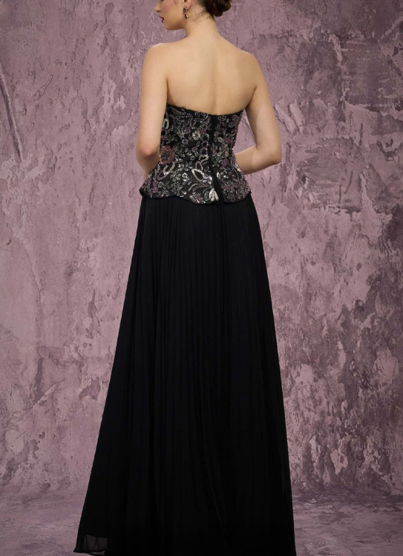 MNM Couture Beaded Corset Chiffon Gown