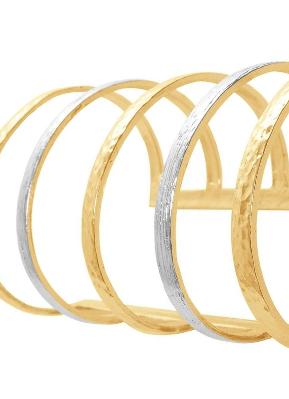 Karine Sultan 5 Row Cuff Mixed Metal Bracelet