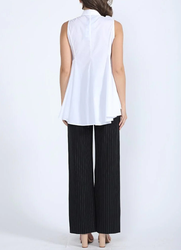 Gracia Ruffle Flower Applique Asymmetrical Hem Shirt