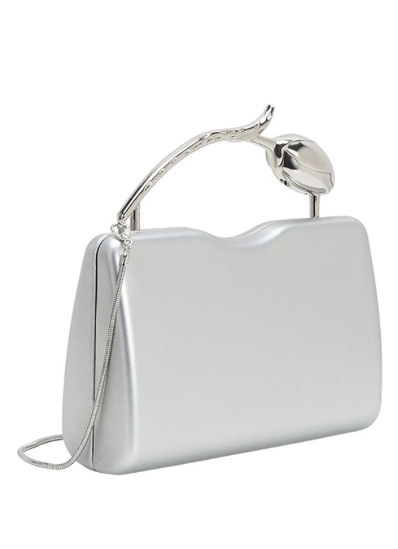 Melie Bianco Belle Silver Vegan Leather Top Handle Bag