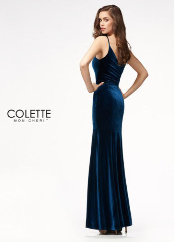 Colette Velvet Gown – Navy