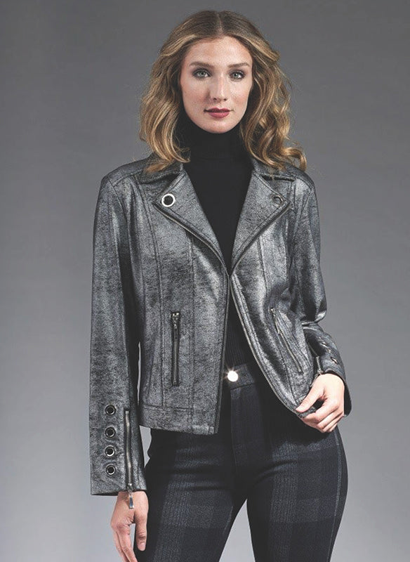 Insight Metallic Vegan Jacket – GunMetal Silver