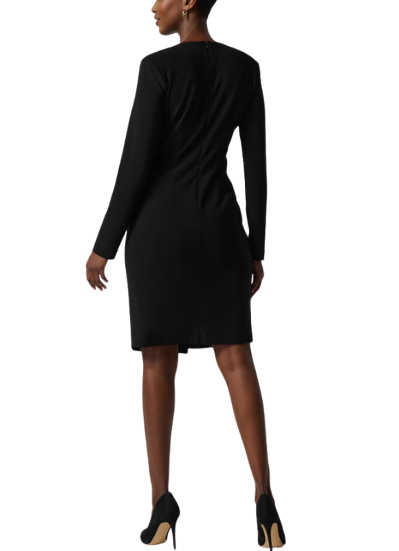 Joseph Ribkoff Black Asymmetrical Silky Knit Blazer Dress