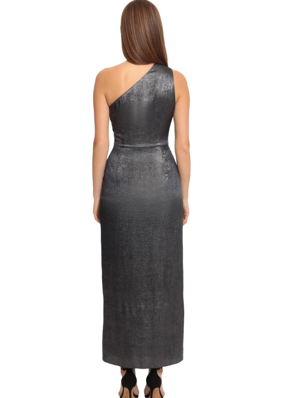 Maggy London One Shoulder Shimmer Maxi Dress