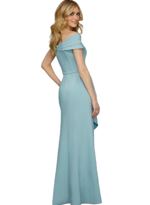 MGNY By Morilee Sheath Crepe Gown with Crystal Beaded Broach