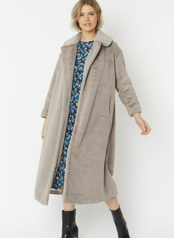 Jayley Faux Fur Midi Shaved Shearling Coat