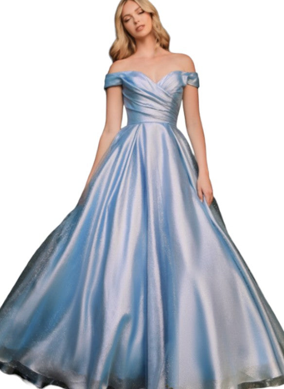 La Divine Off The Shoulder Glitter Ball Gown