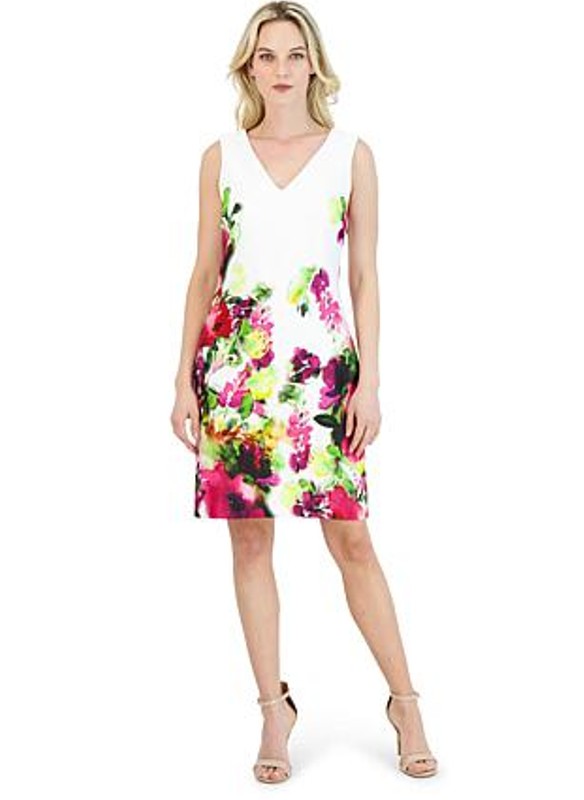 Donna Ricco Sleeveless Floral Scuba Dress