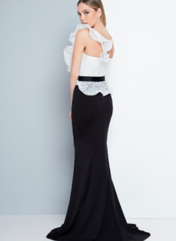 Terani Couture Ruffled One Shoulder Dress