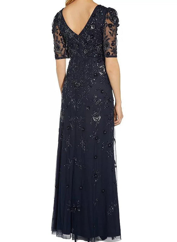 Adrianna Papell Beaded Mesh Gown