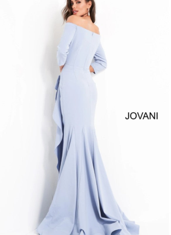 Jovani Three Quarter Sleeve Off the Shoulder Evening Dress