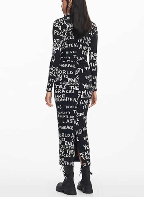 Desigual Midi Sayings Dress