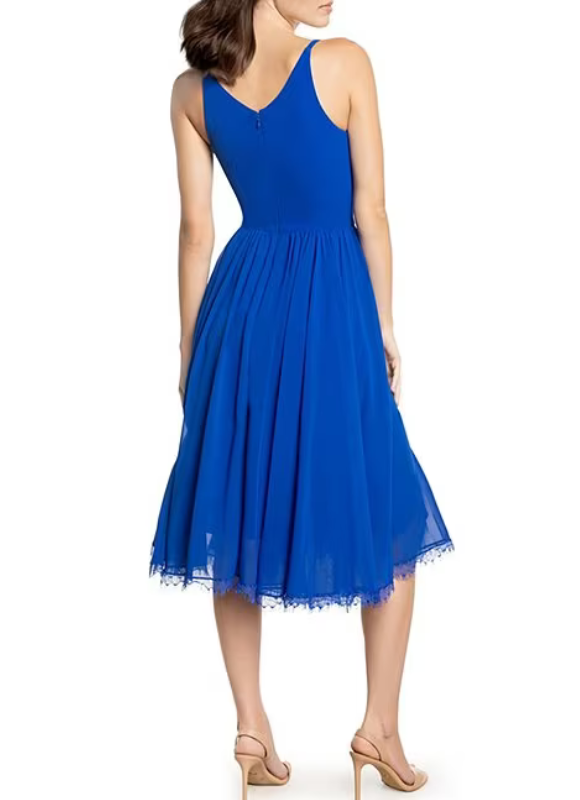Dress The Population Alicia Chiffon V-Neck Sleeveless  Midi Dress