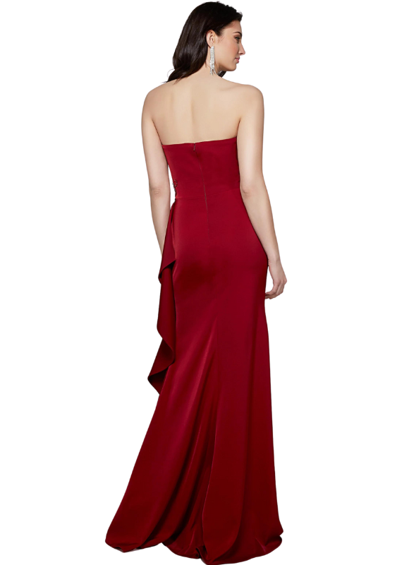 Alyce Paris Straight Strapless Gown With Side Embelishment