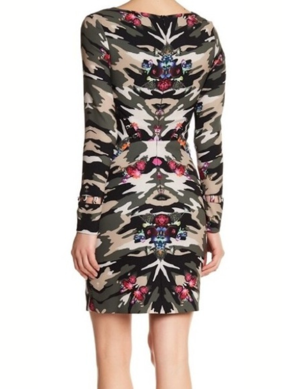 Artelier Nicole Miller Floral And Camo Print Dress