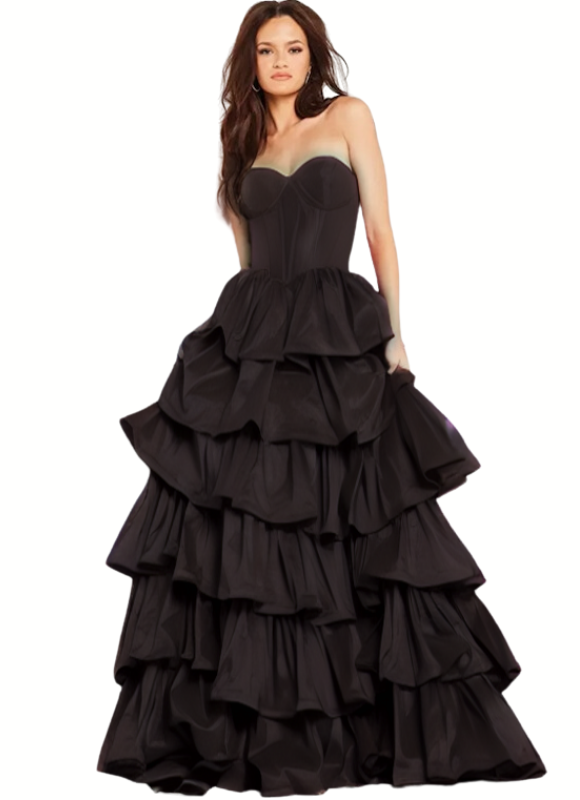 Jovani Strapless Ruffle Skirt Formal Dress