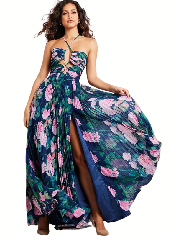 Jovani Pleated Maxi Dress