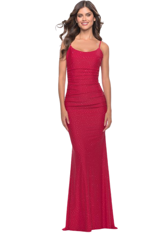 La Femme Soft Jersey Dress With Jewels