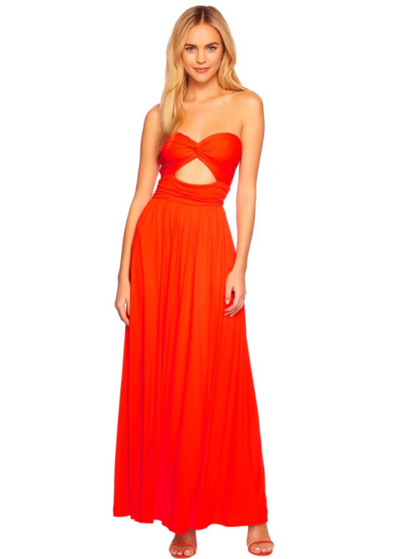 Susana Monaco Twist Front Cut Out Strapless Dress