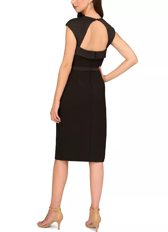 Aidan Mattox Sweetheart Neck Midi Sheath Dress
