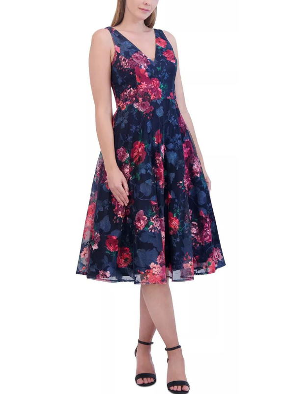 Eliza J Floral Print Sleeveless Fit & Flare Dress
