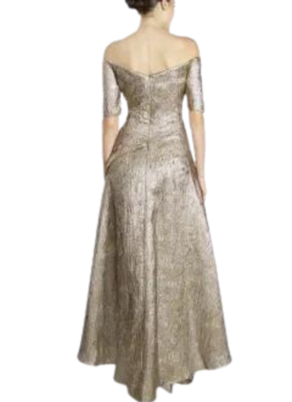 Janique Jacquard Off The Shoulder Hi Low Dress