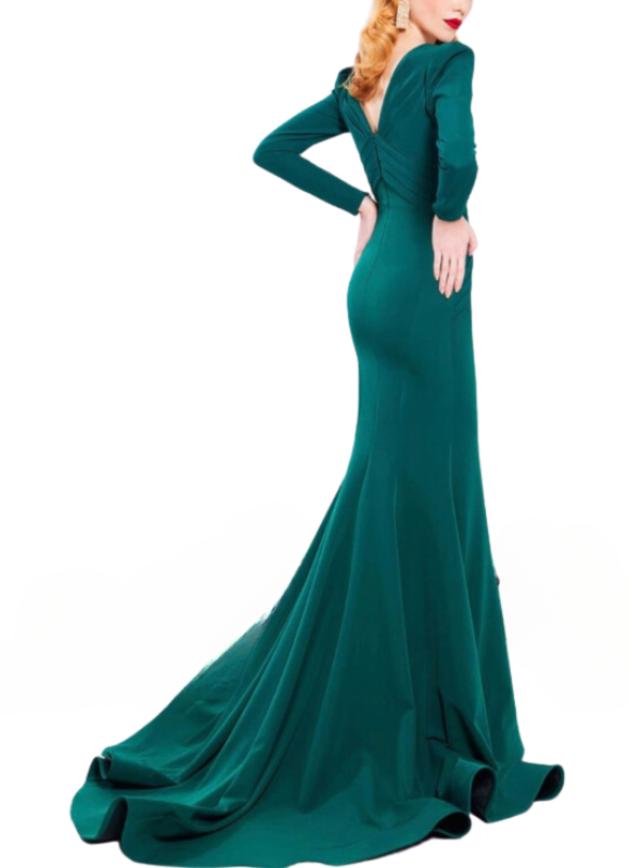 MNM Couture Long Sleeve Gown With Train