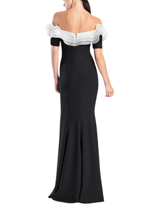 Alexander by Daymor Off The Shoulder Evening Dress With Soft Ruffle Detailing
