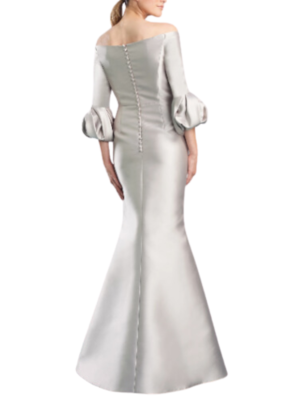 Alexander by Daymor Off The Shoulder Mermaid Gown With Puff Sleeve Detailing