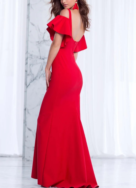 Tarik Ediz Salsa Off The Shoulder Ruffle Top Dress