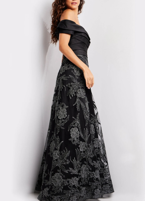 Jovani Off the Shoulder A Line Gown