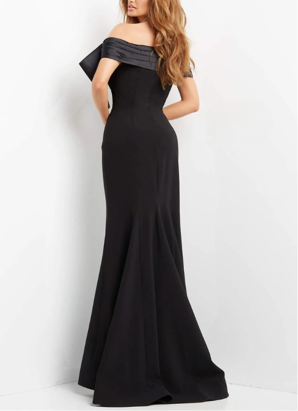 Jovani Black Fitted Off the Shoulder Evening Dress