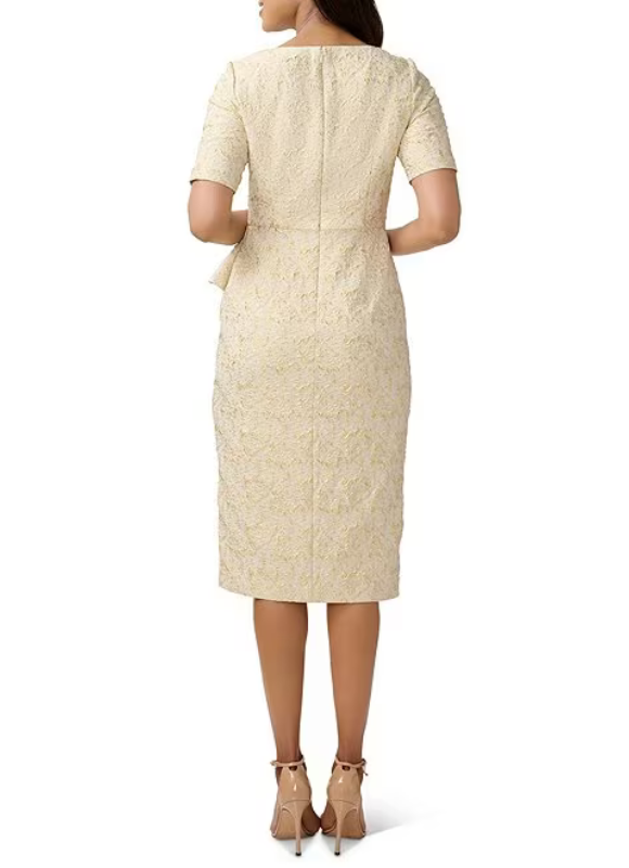 Aidan Mattox V-Neck Short Sleeve Ruffled Sheath Dress