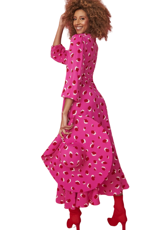 Jayley Silk Animal Print Maxi Dress