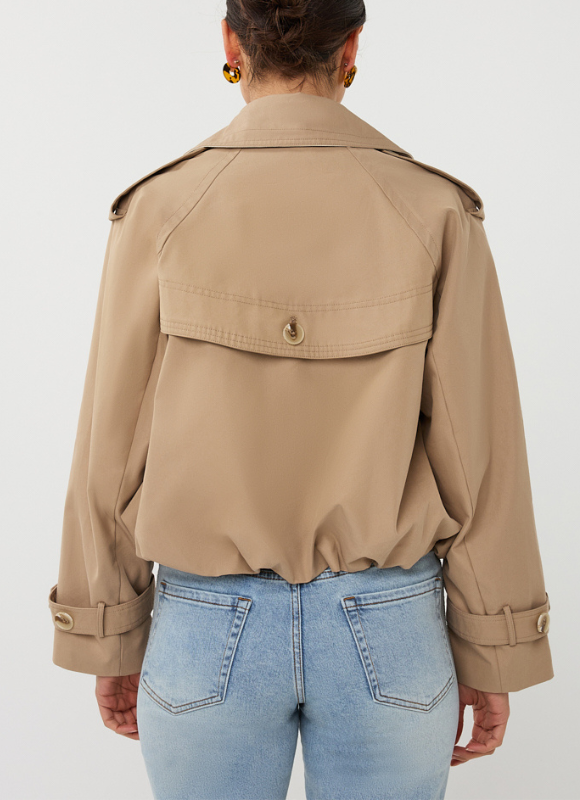 Esqualo Cropped Double Breasted Trench Coat