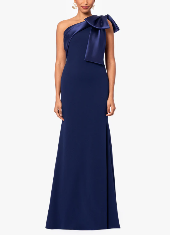 Betsy & Adam Carmela Scuba Crepe With Satin Bow Dress