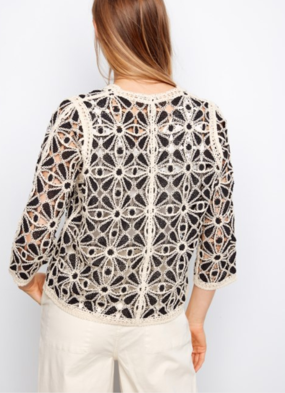 Charlie B Crochet V-Neck Cardigan