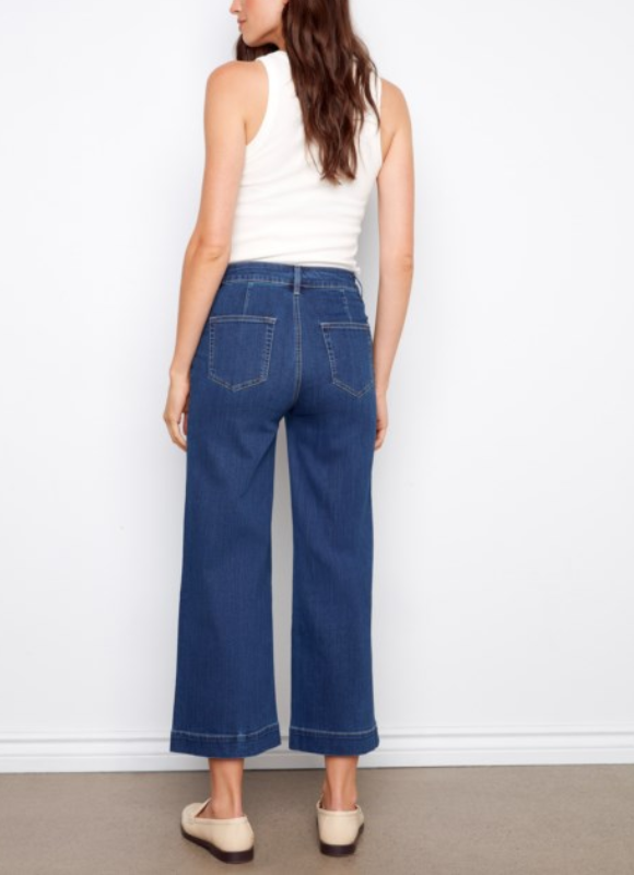 Charlie B Cropped Patch Pocket Flare Jeans