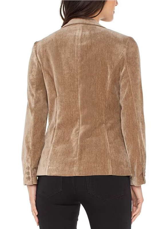 Liverpool Velvet Fitted Collared Long Sleeve Blazer