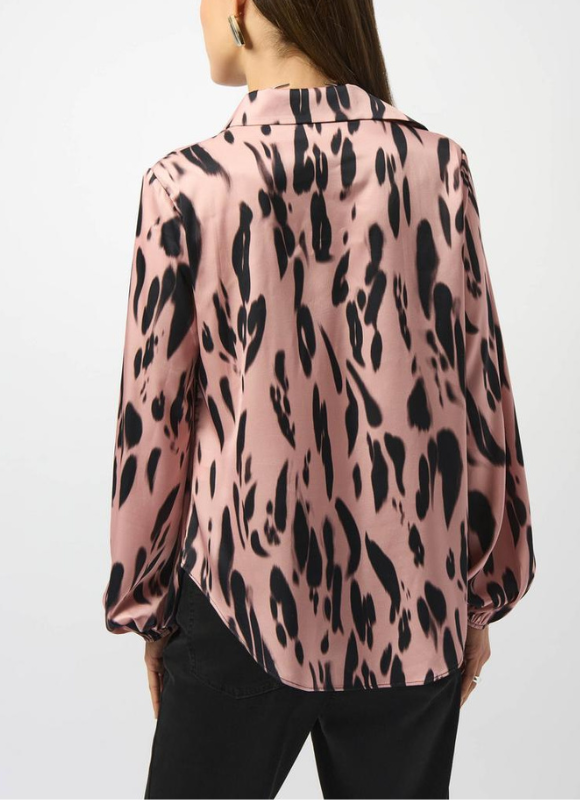 Joseph Ribkoff Satin Animal Print Draped Top