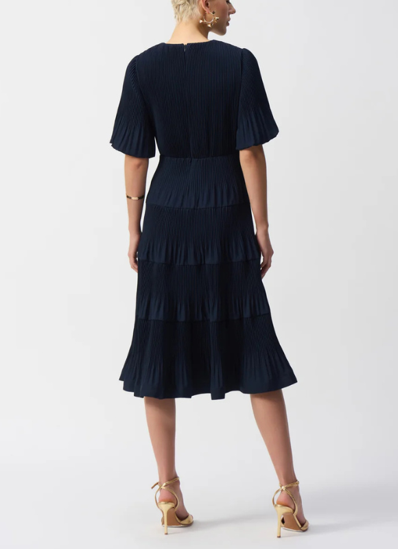 Joseph Ribkoff Pleated Woven Fit And Flare Dress