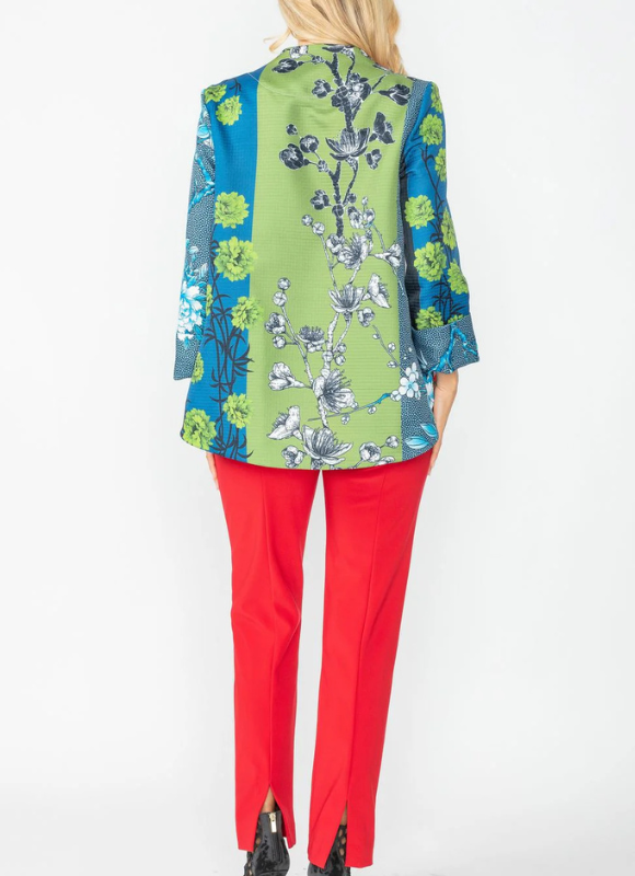 IC Collection Floral Print Red One Button Jacket
