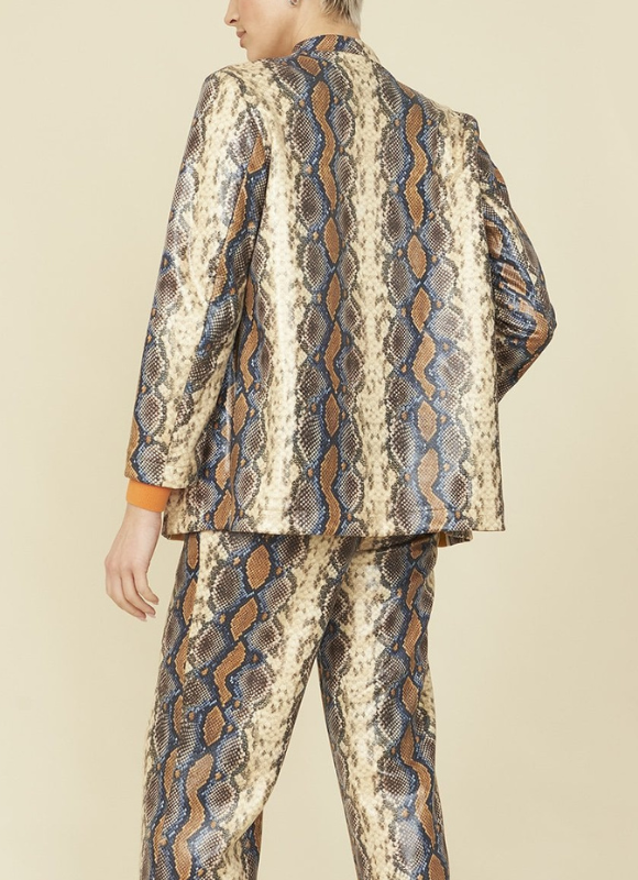 Jayley Collection Snake Print Snake Print Leather Effect Blazer